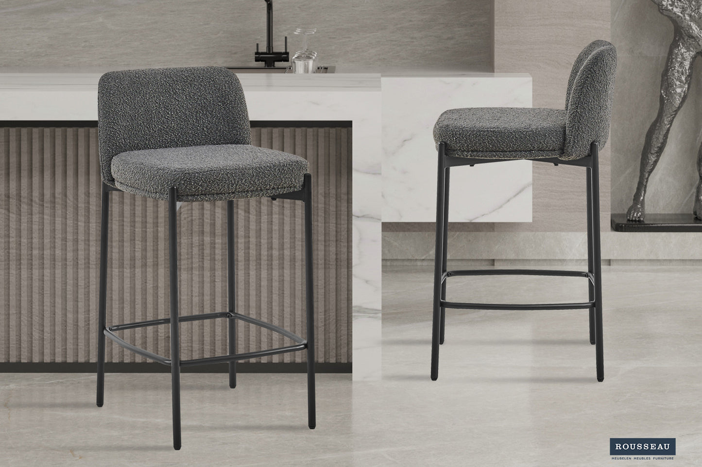 Tellerstoel 'Ella' Stof Grijs