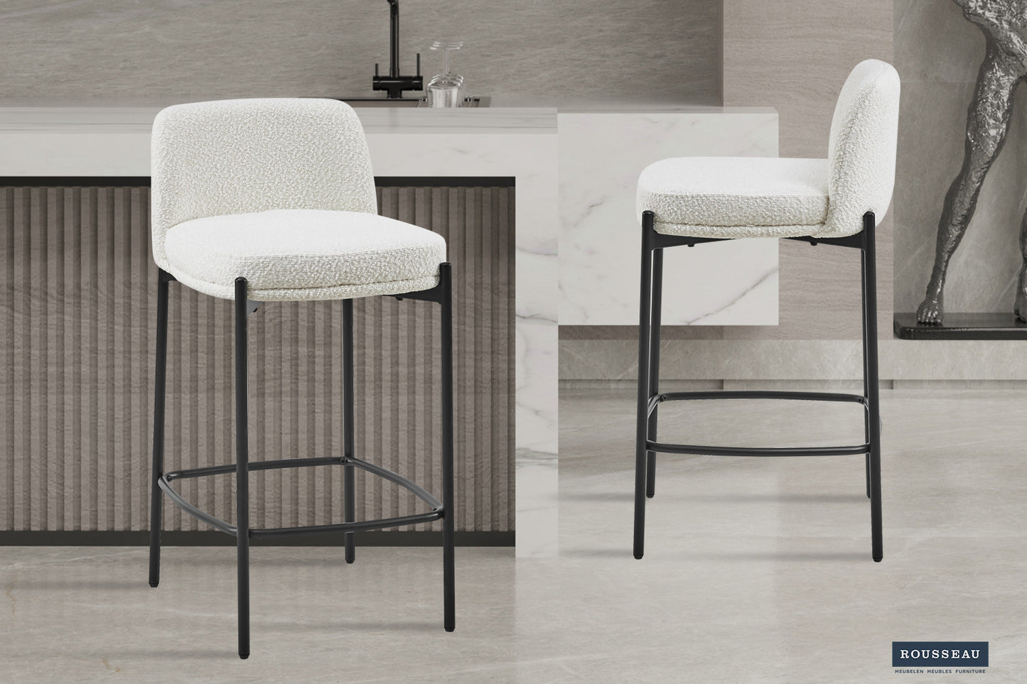 Tellerstoel 'Ella' Stof Wit