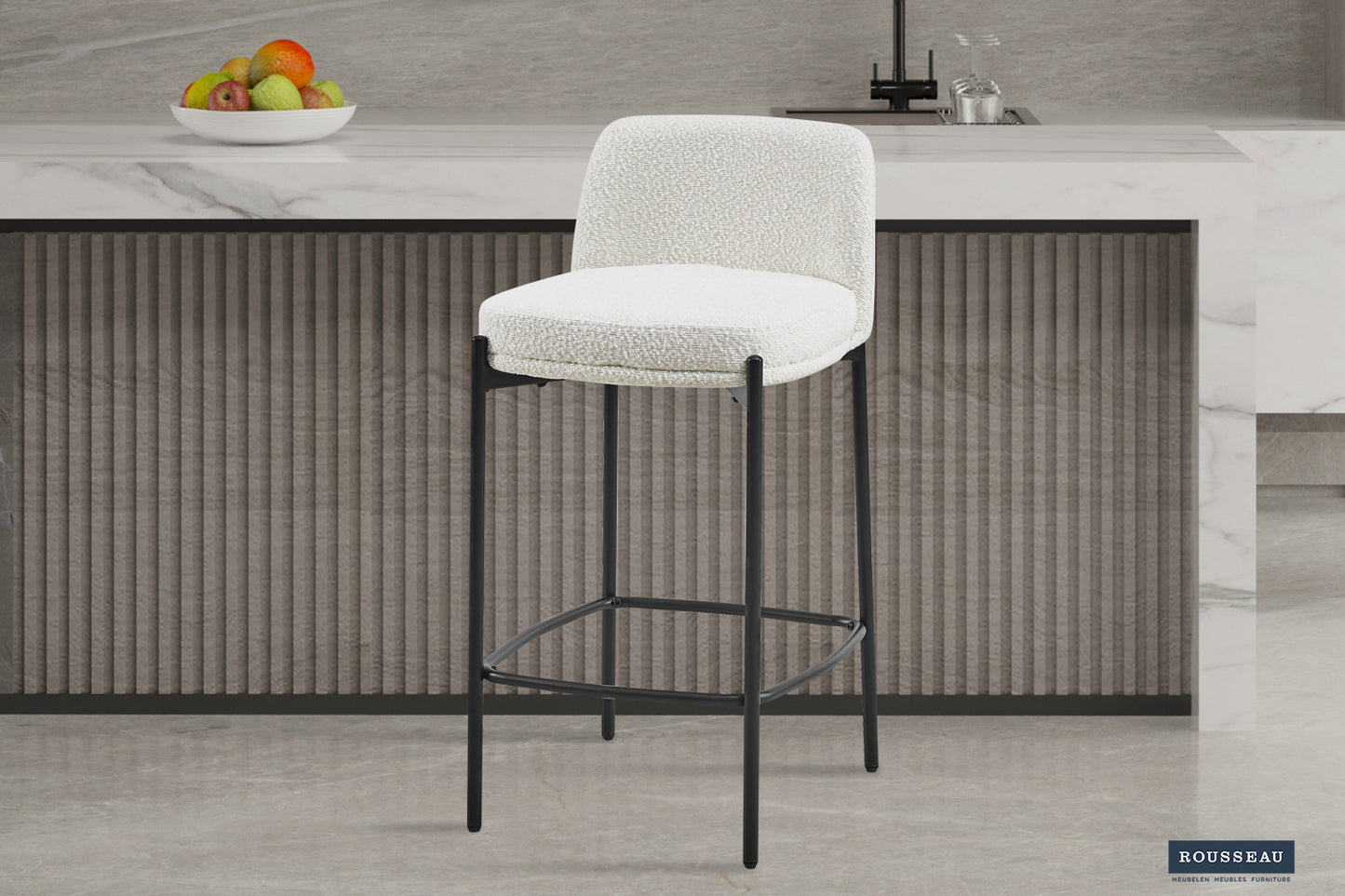 Tellerstoel 'Ella' Stof Wit