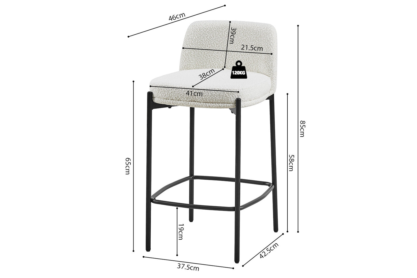 Tellerstoel 'Ella' Stof Wit