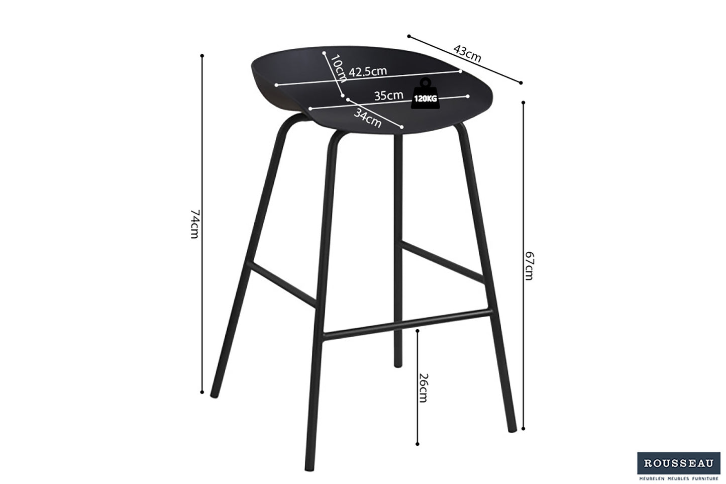 Tellerstoel 'Anna' PP Zwart