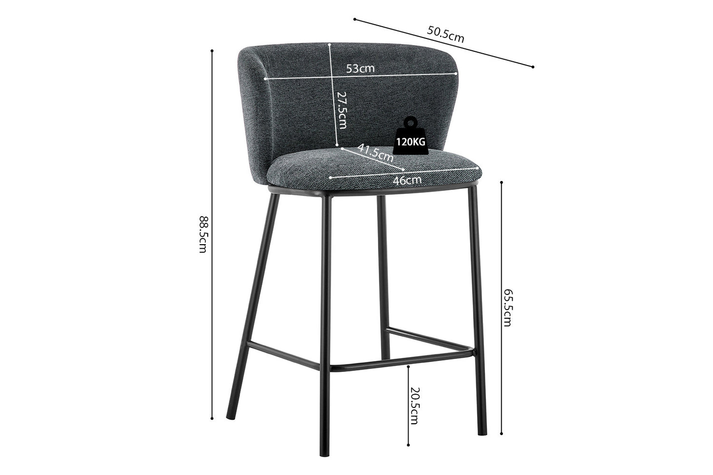 Tellerstoel 'Arthur' Stof Ote Belfast 39 Donkergrijs