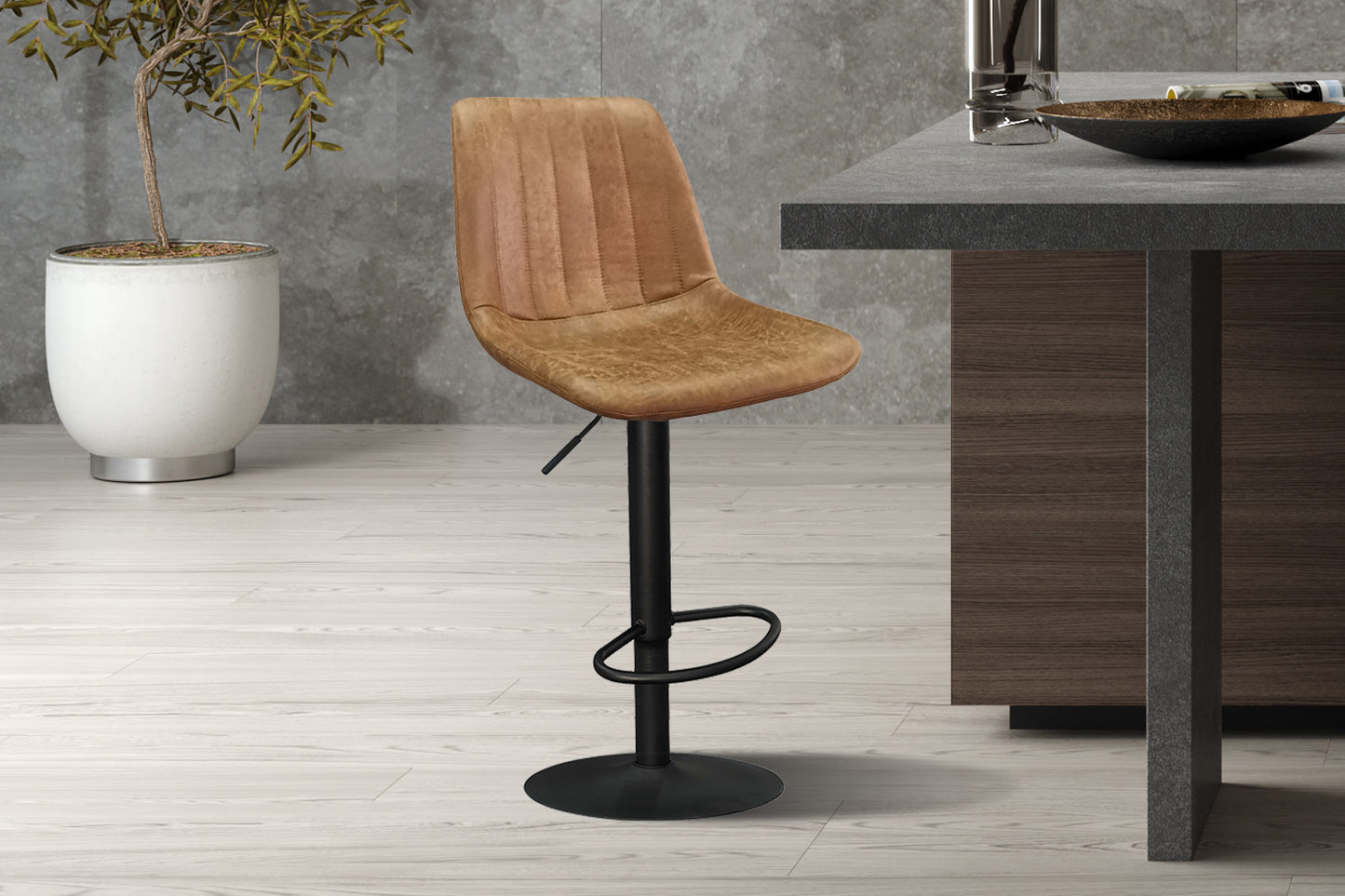 Bar stool 'Barcelona' PU Ote Topper 02 Cognac