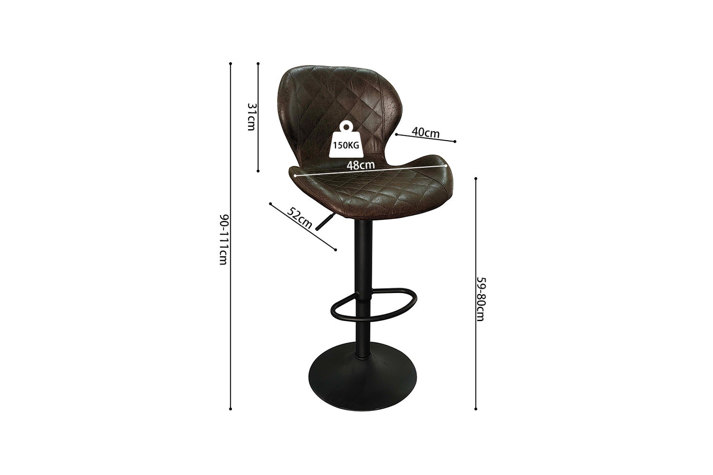 Barstoel 'Malaga' PU Ote Topper 05 Donkerbruin