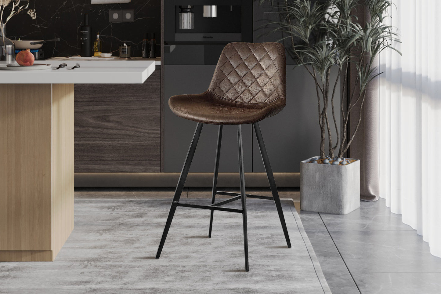 Barstoel 'Palmas' PU Ote Topper 05 Donkerbruin