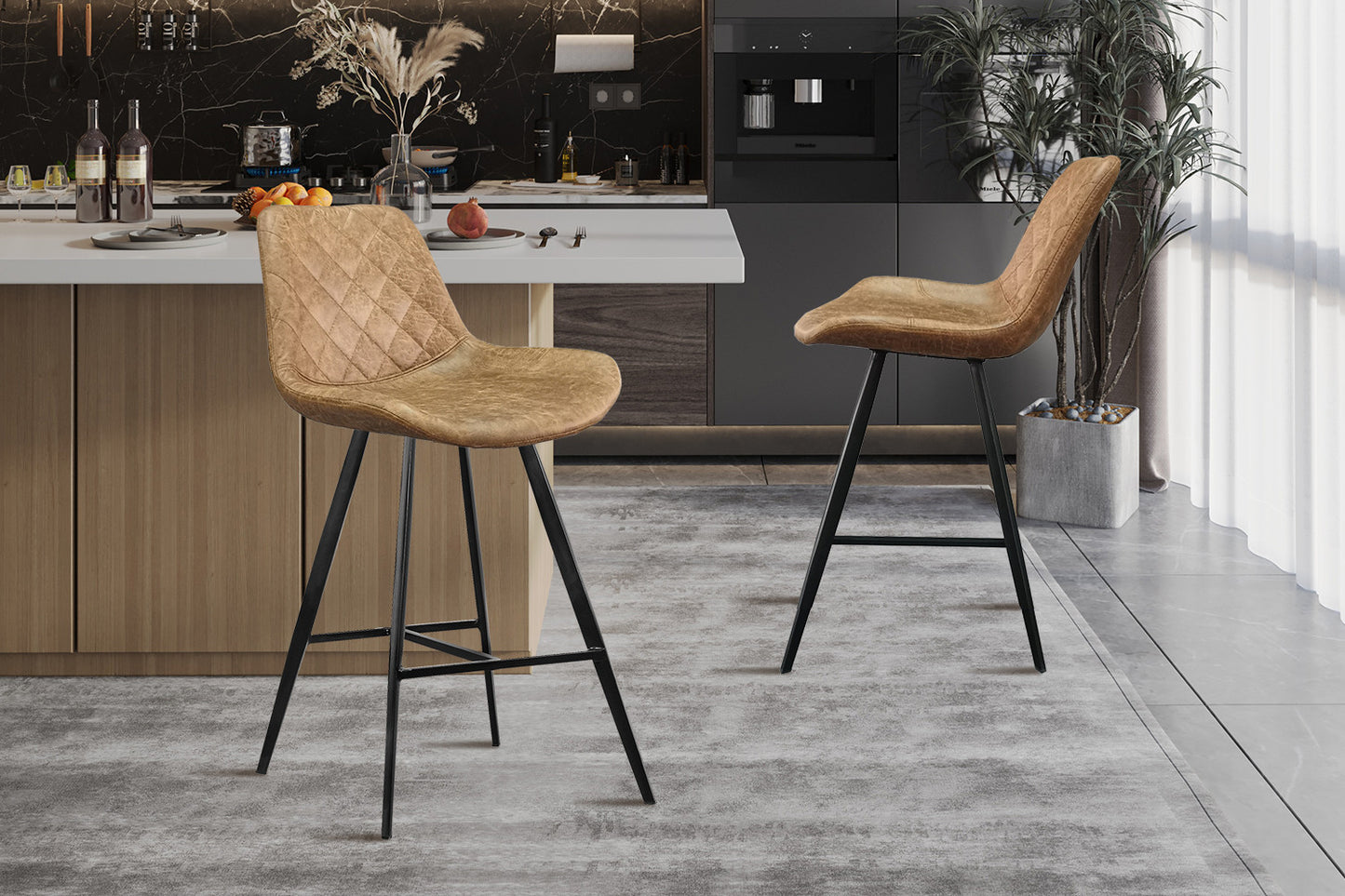 Counterstoel 'Alicante' PU Ote Topper 02 Cognac