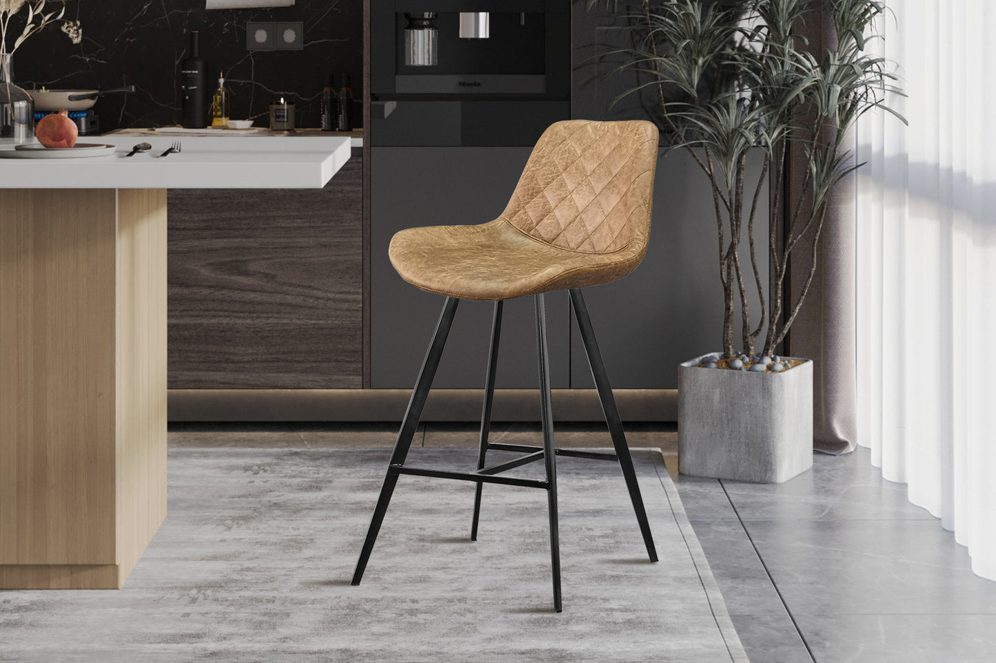 Counterstoel 'Alicante' PU Ote Topper 02 Cognac