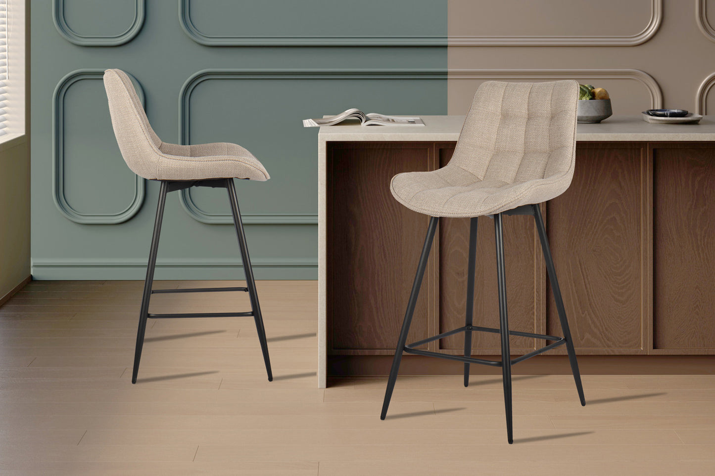 Tellerstoel 'Ariba' Stof Ote Montego 178 Beige/Lichtgrijs