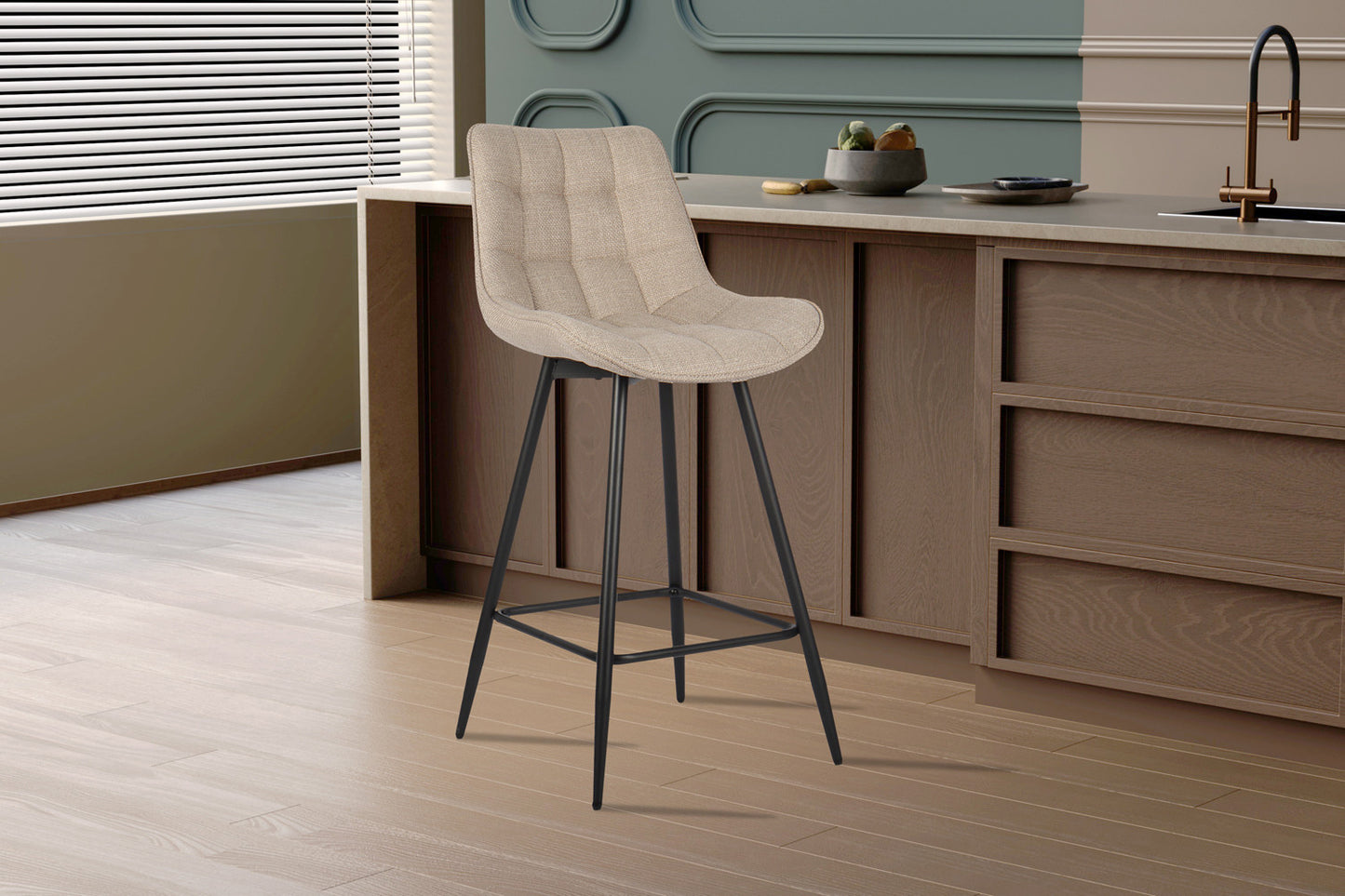 Tellerstoel 'Ariba' Stof Ote Montego 178 Beige/Lichtgrijs