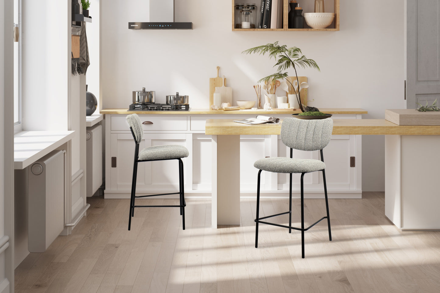 Counterstoel 'Antura' Stof Ote Lisa 453 Lichtgrijs