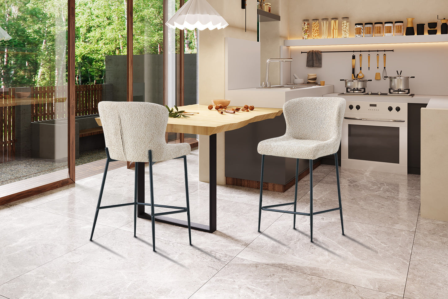 Tellerstoel 'Lisa' Bouclé Beige