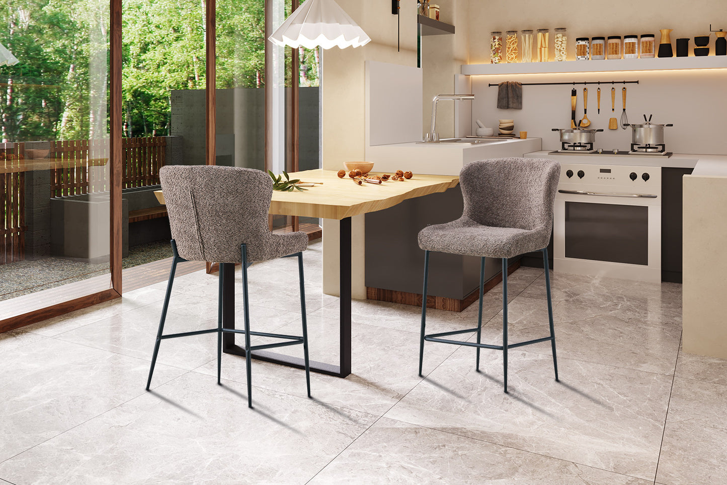 Tellerstoel 'Lisa' Bouclé Zand