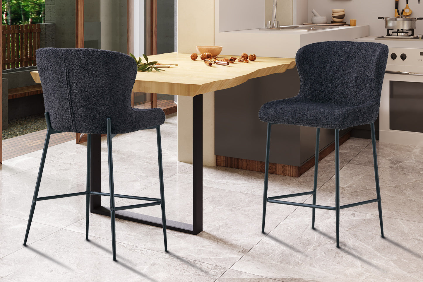 Tellerstoel 'Lisa' Bouclé Donkergrijs