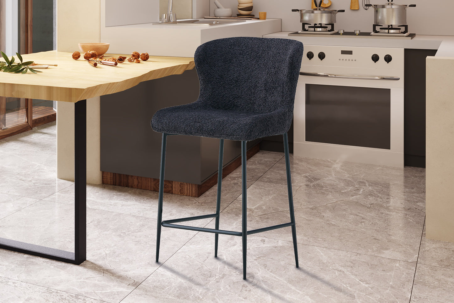 Tellerstoel 'Lisa' Bouclé Donkergrijs