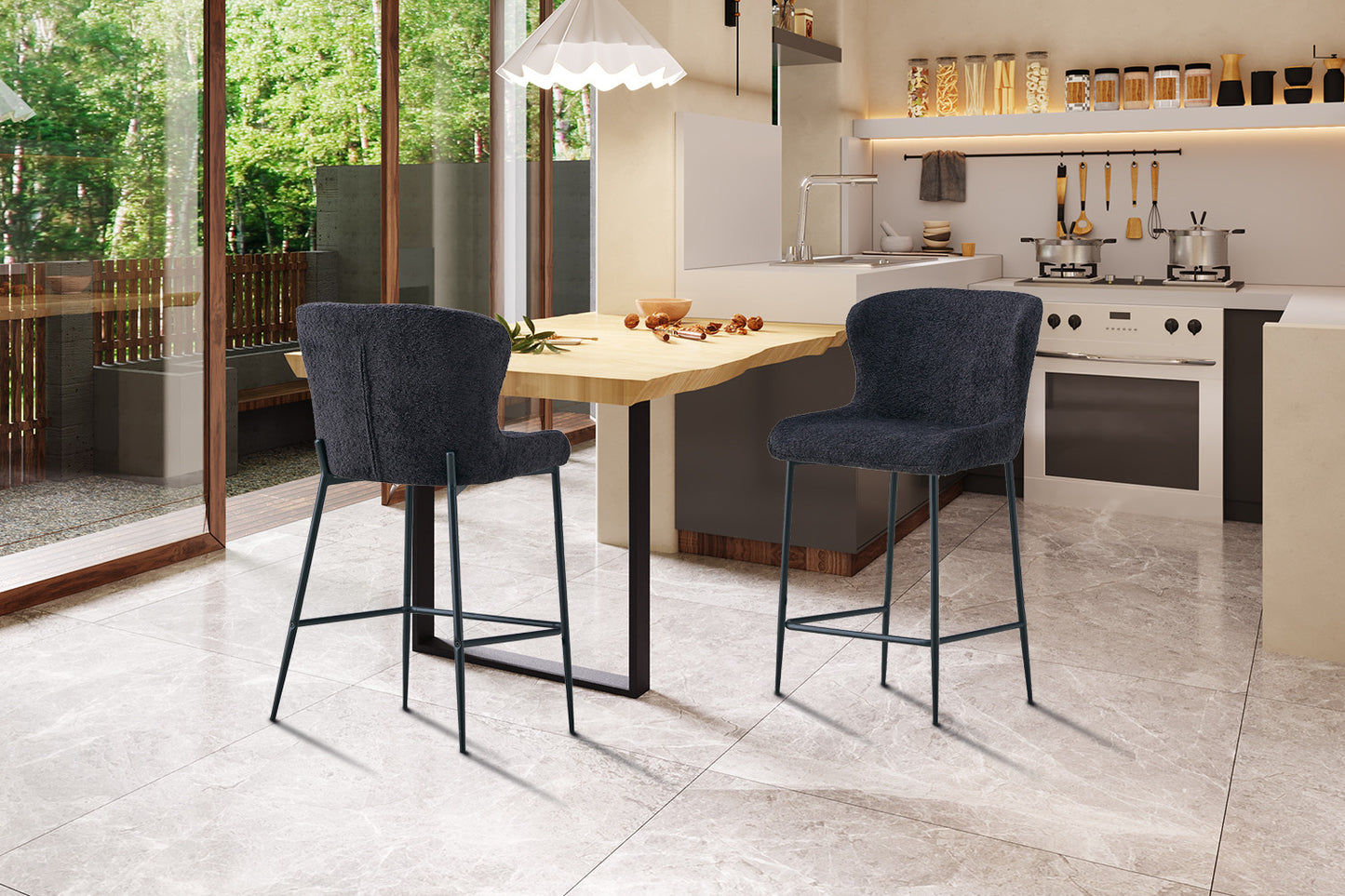 Tellerstoel 'Lisa' Bouclé Donkergrijs