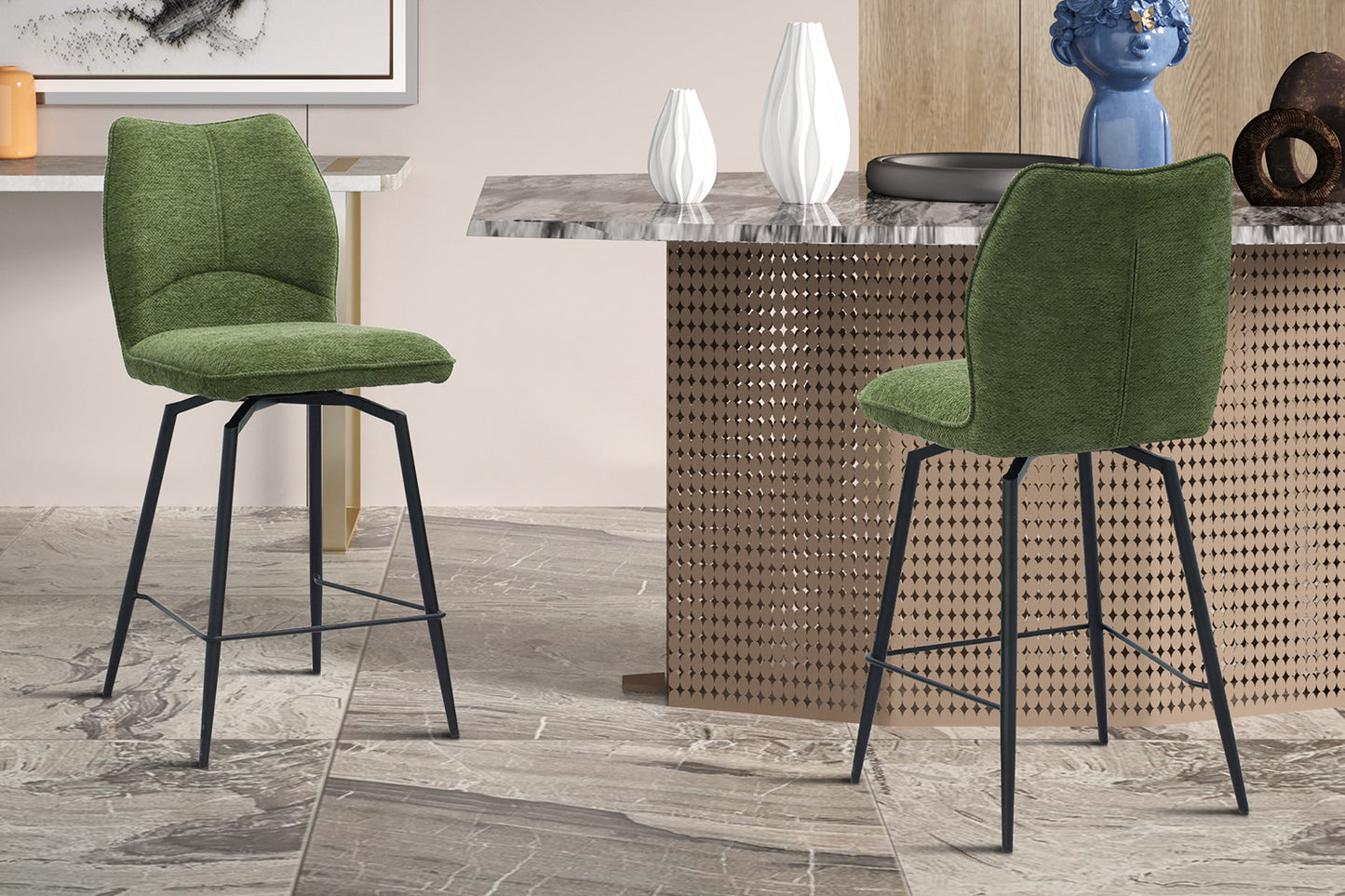 Tellerstoel 'Lara' Stof Ote Sea 360 Draaibaar Groen