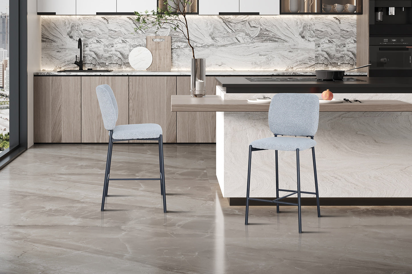 Barkruk 'Sophia' Stof Lichtgrijs