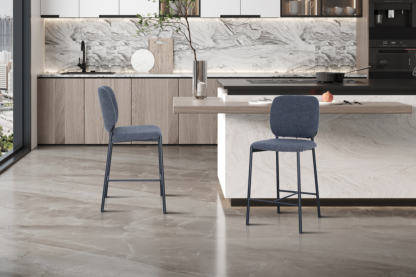 Barkruk 'Sophia' Stof Donkergrijs