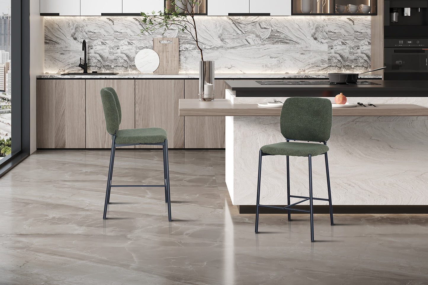 Barkruk 'Sophia' Stof Groen