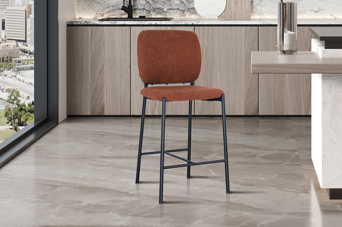 Barkruk 'Sophia' Stof Roest