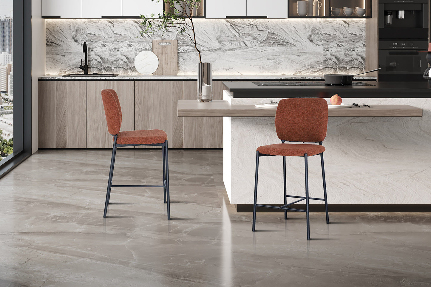 Barkruk 'Sophia' Stof Roest