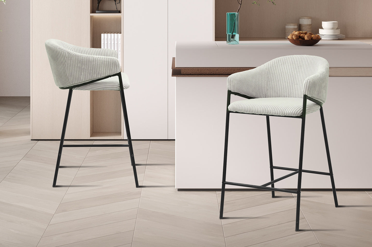 Tellerstoel 'Hugo' Corduroy Lichtgrijs