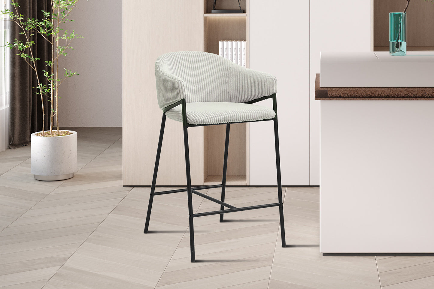 Tellerstoel 'Hugo' Corduroy Lichtgrijs