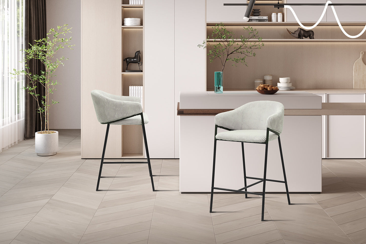 Tellerstoel 'Hugo' Corduroy Lichtgrijs