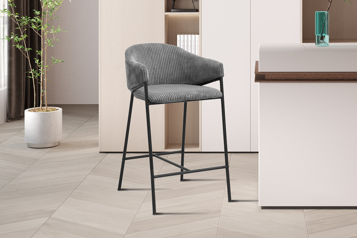 Tellerstoel 'Hugo' Corduroy Donkergrijs