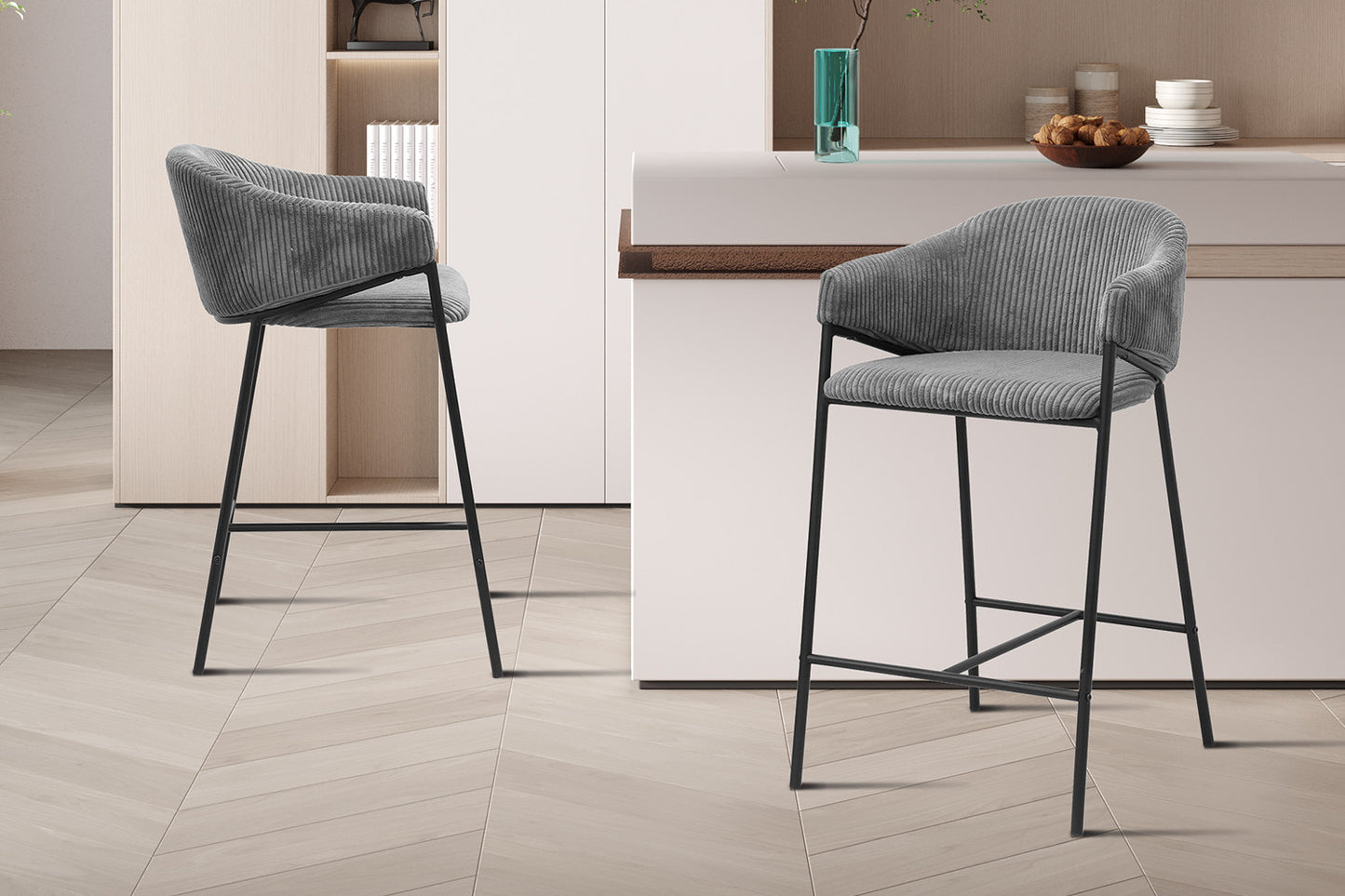 Tellerstoel 'Hugo' Corduroy Donkergrijs