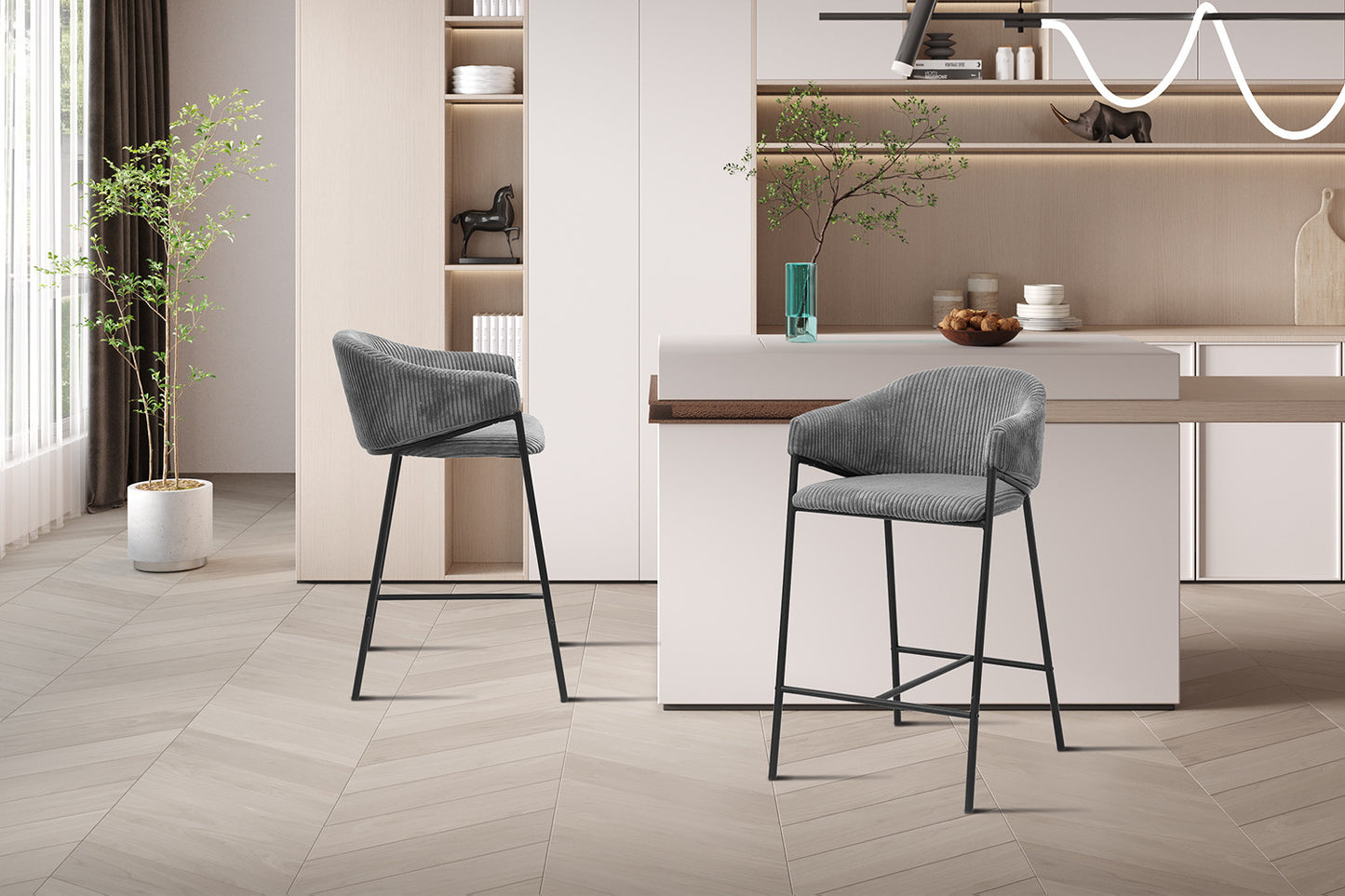 Tellerstoel 'Hugo' Corduroy Donkergrijs