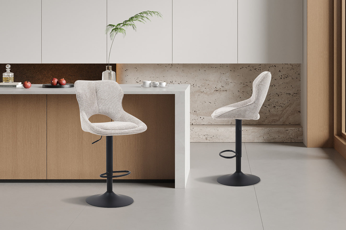 Barkruk 'Mori' Stof Ote Share 160 Lichtgrijs