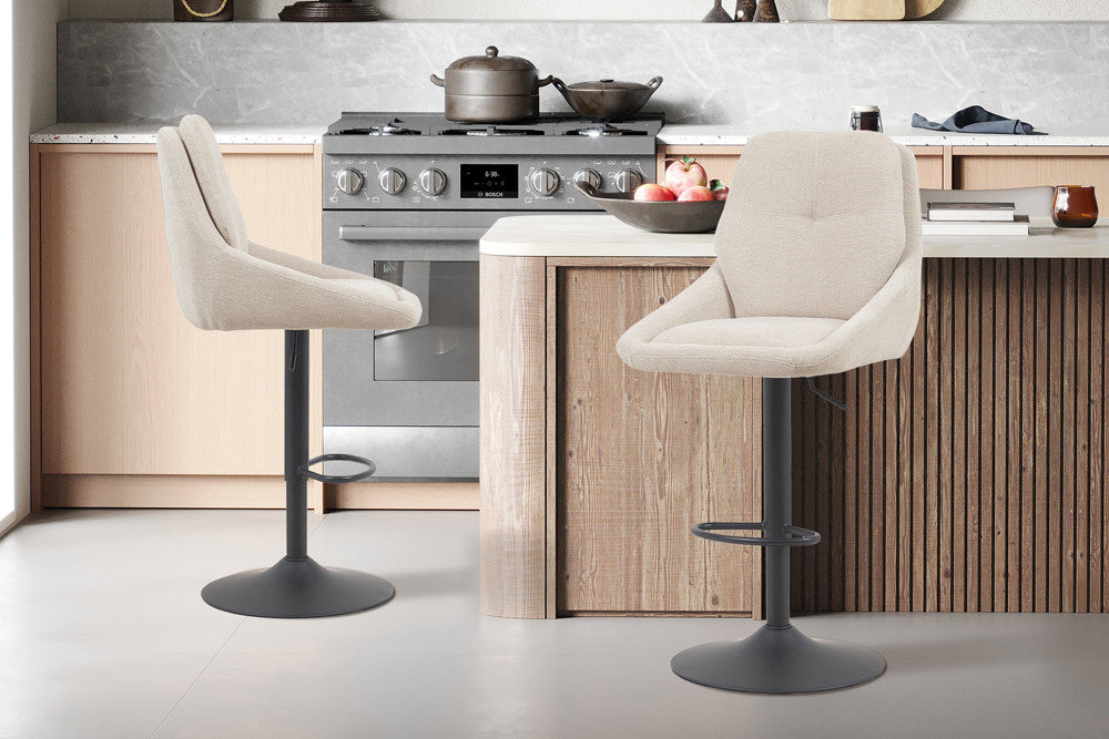 Barkruk 'Sabine' Stof Ote Sea 140 Draaibaar Ecru