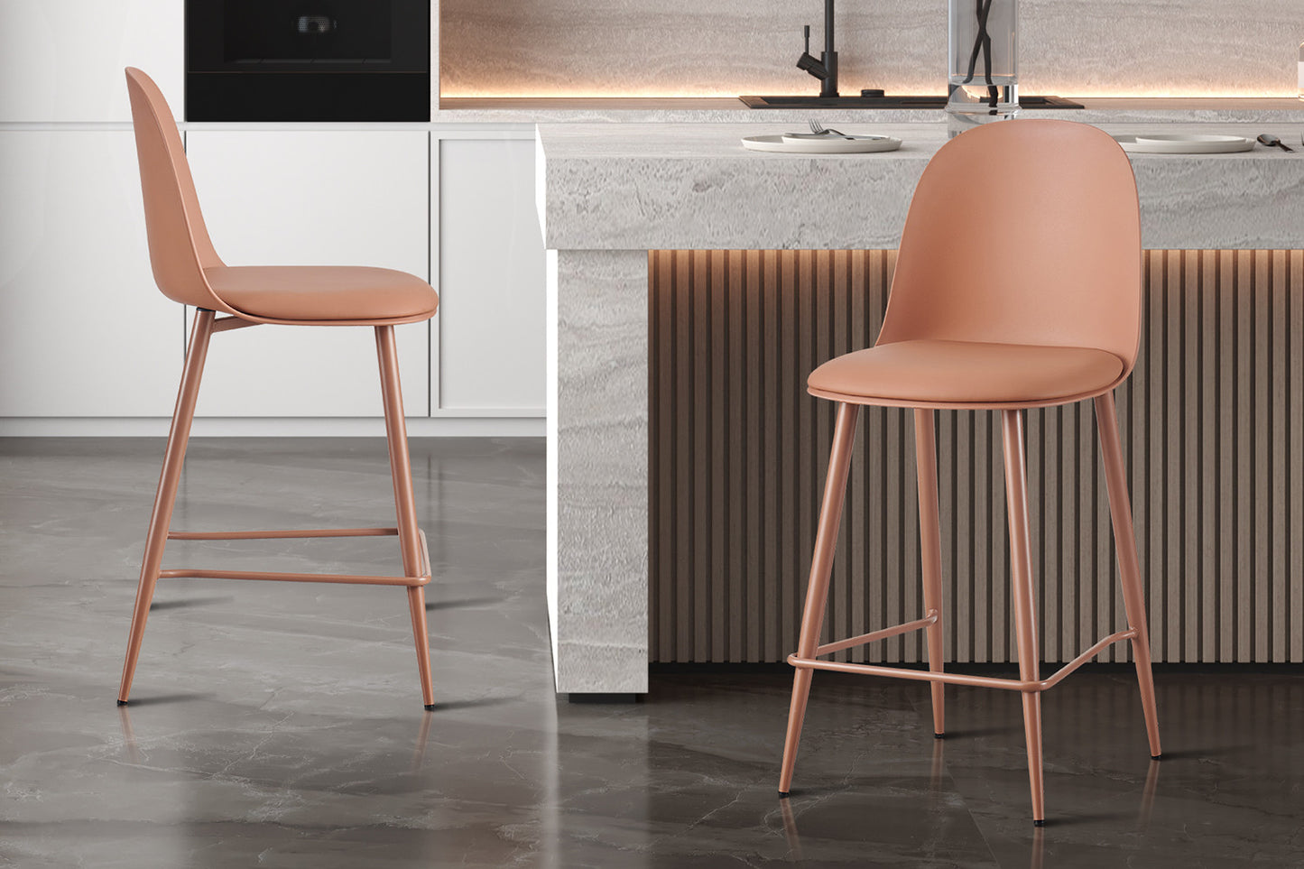 Barkruk 'Jasmin' Zitting PP kussen PU Terracotta