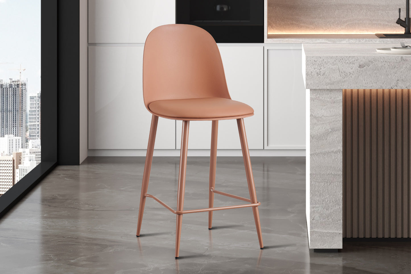 Barkruk 'Jasmin' Zitting PP kussen PU Terracotta