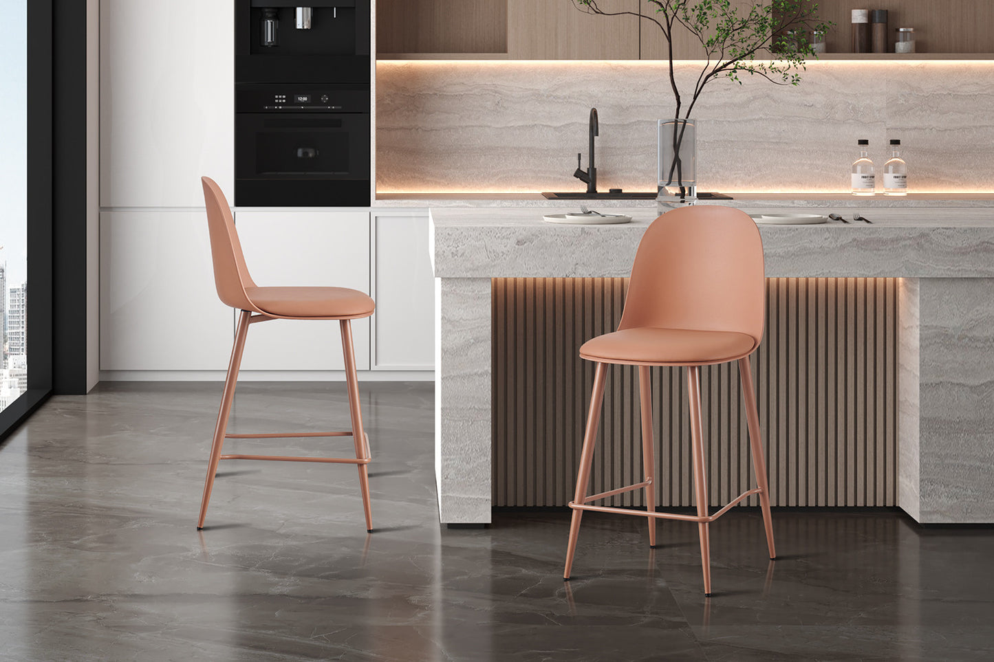 Barkruk 'Jasmin' Zitting PP kussen PU Terracotta