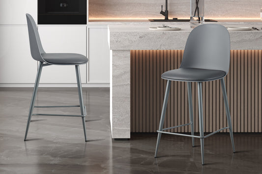 Barkruk 'Jasmin' Zitting PP kussen PU Grijs