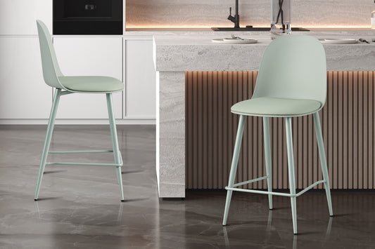 Barkruk 'Jasmin' Zitting PP kussen PU Grijs-groen