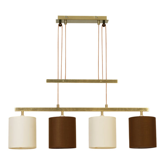 4 hanglamp "tilde", klassieke metalen slinger lamp in bruin en beige, met E27 -versies, hanglamphoogte verstelbaar en 86 cm lang, ideaal als eetkamerlicht