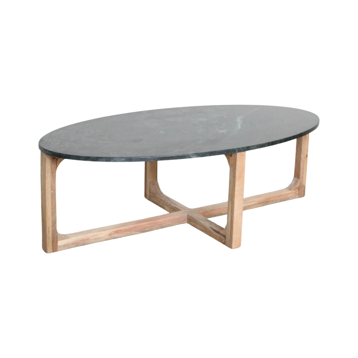 Ovale marmeren salontafel - Groen - 120x60x38 cm