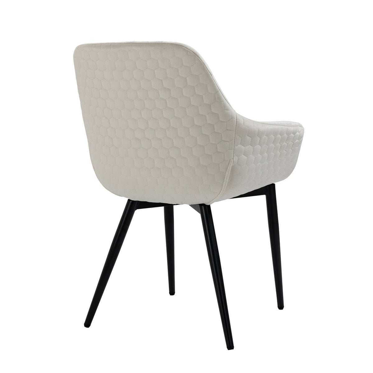 Fauteuil met honingraatstiksel in crème fluweel