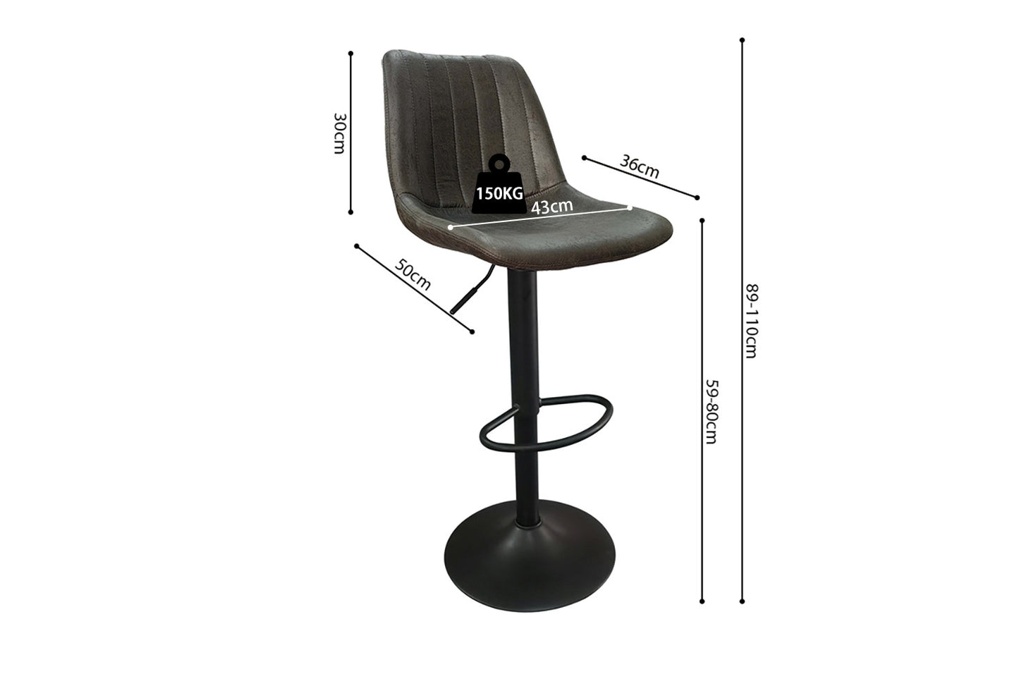 Bar stool 'Barcelona' PU Ote Topper 05 Dark Brown