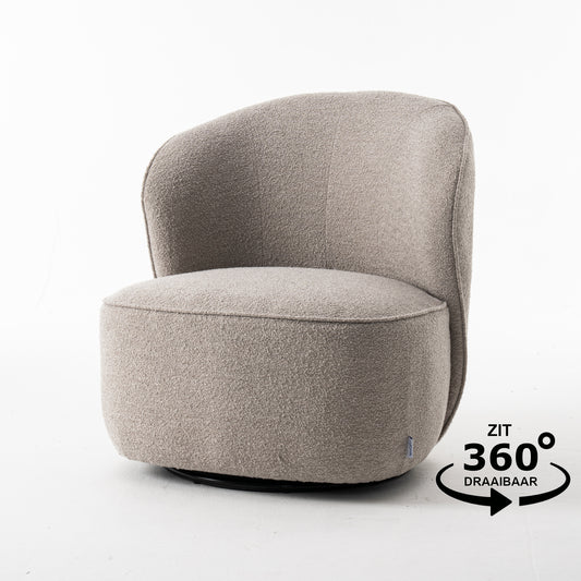 Sammy Draaifauteuil Stof Teddy #01 Natuurlijk