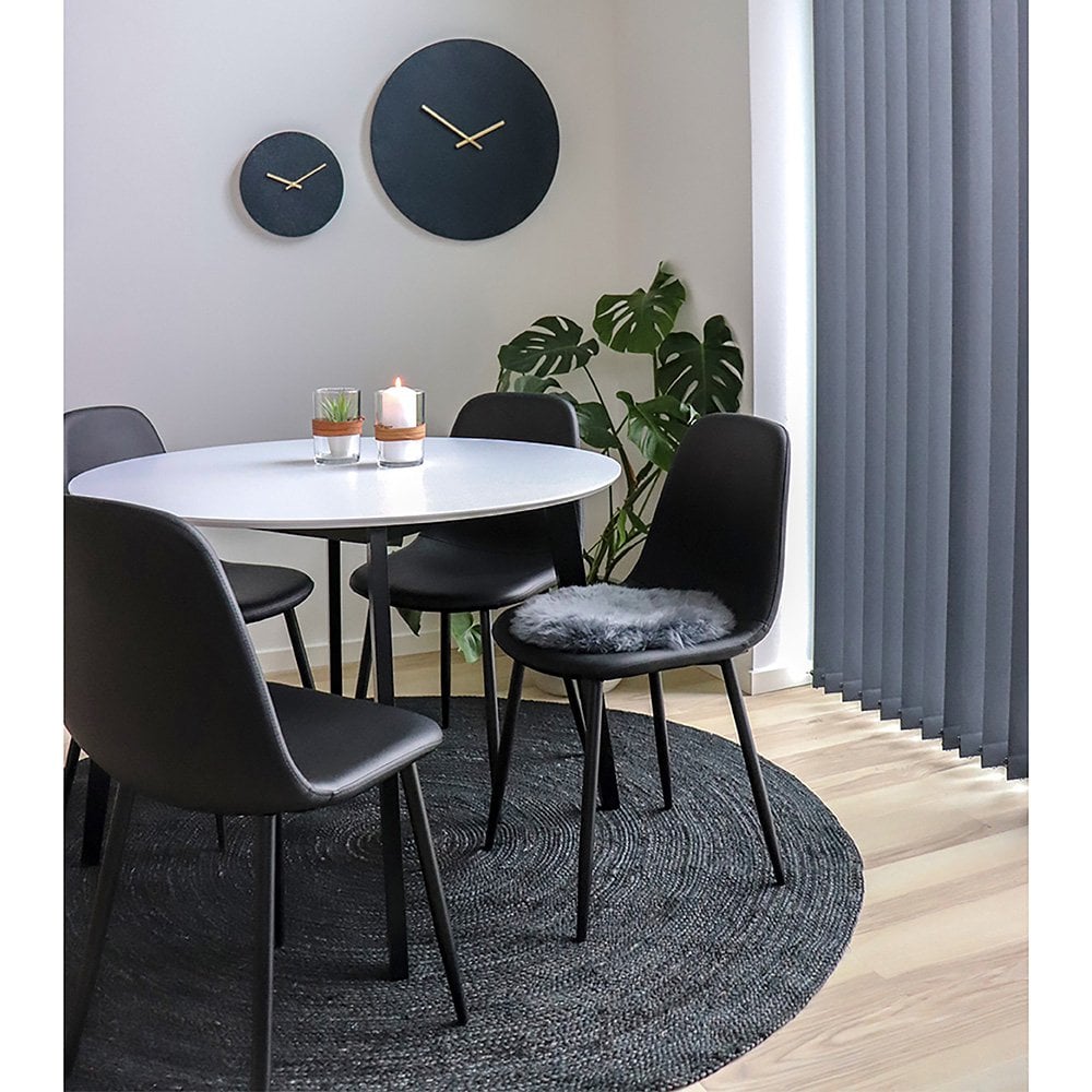 Stockholm eetkamerstoel - Zwart, PU-leer, zwarte metalen poten - Set van 2