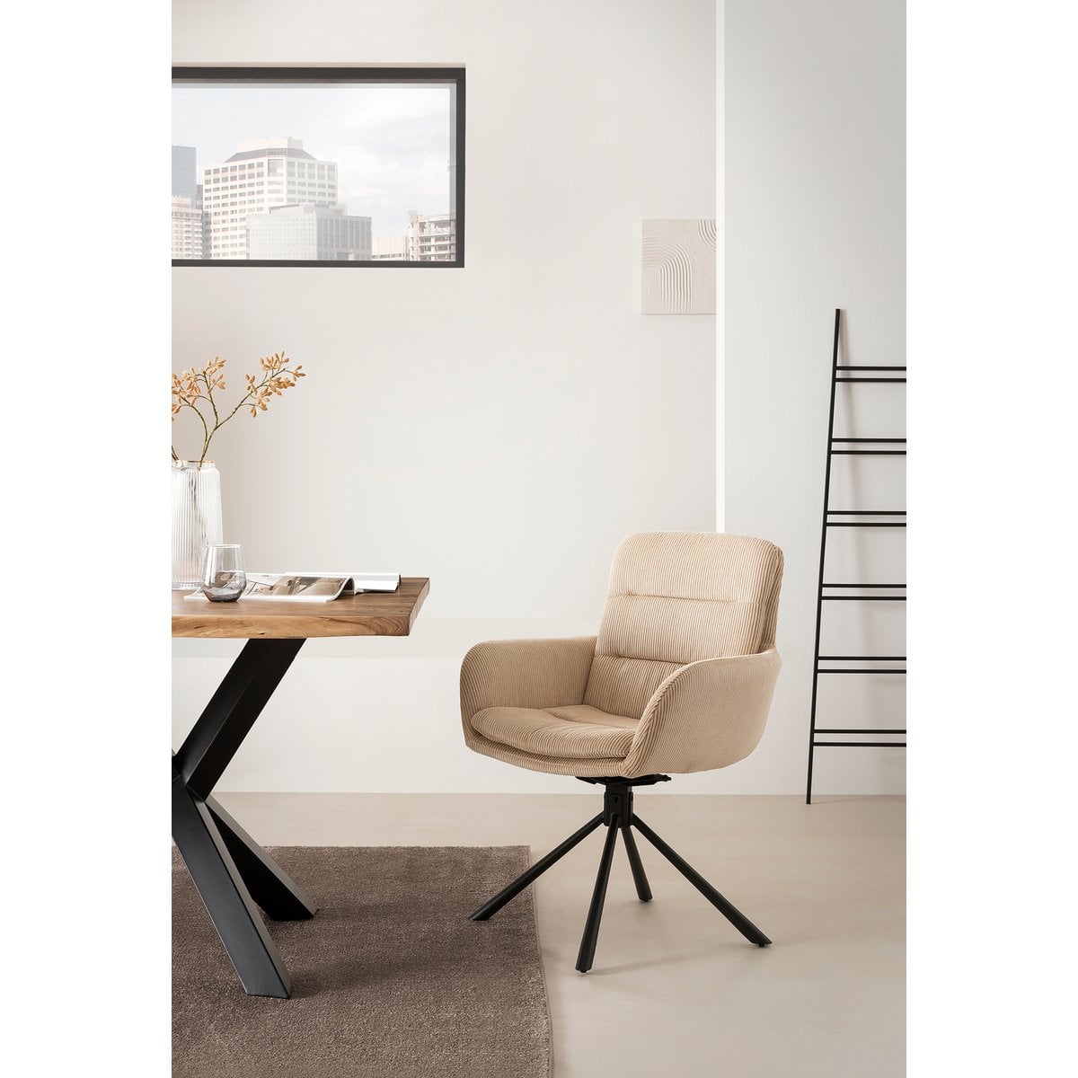 Fauteuil in corduroy look beige