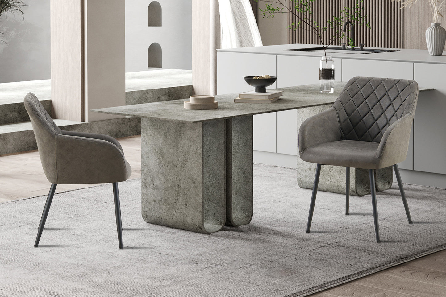 "Stoel 'Peron' Microvezel PU Grijs"