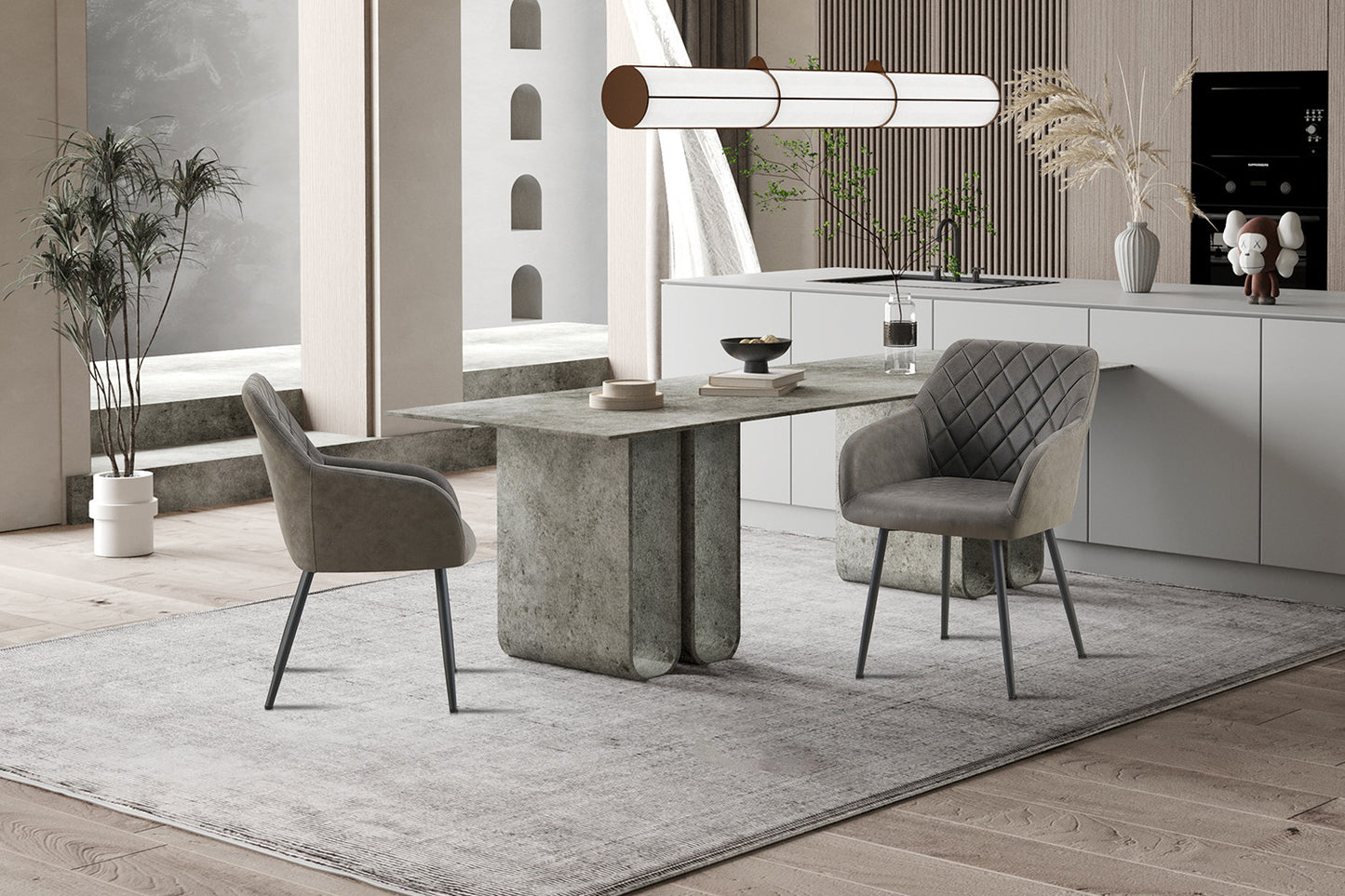 "Stoel 'Peron' Microvezel PU Grijs"