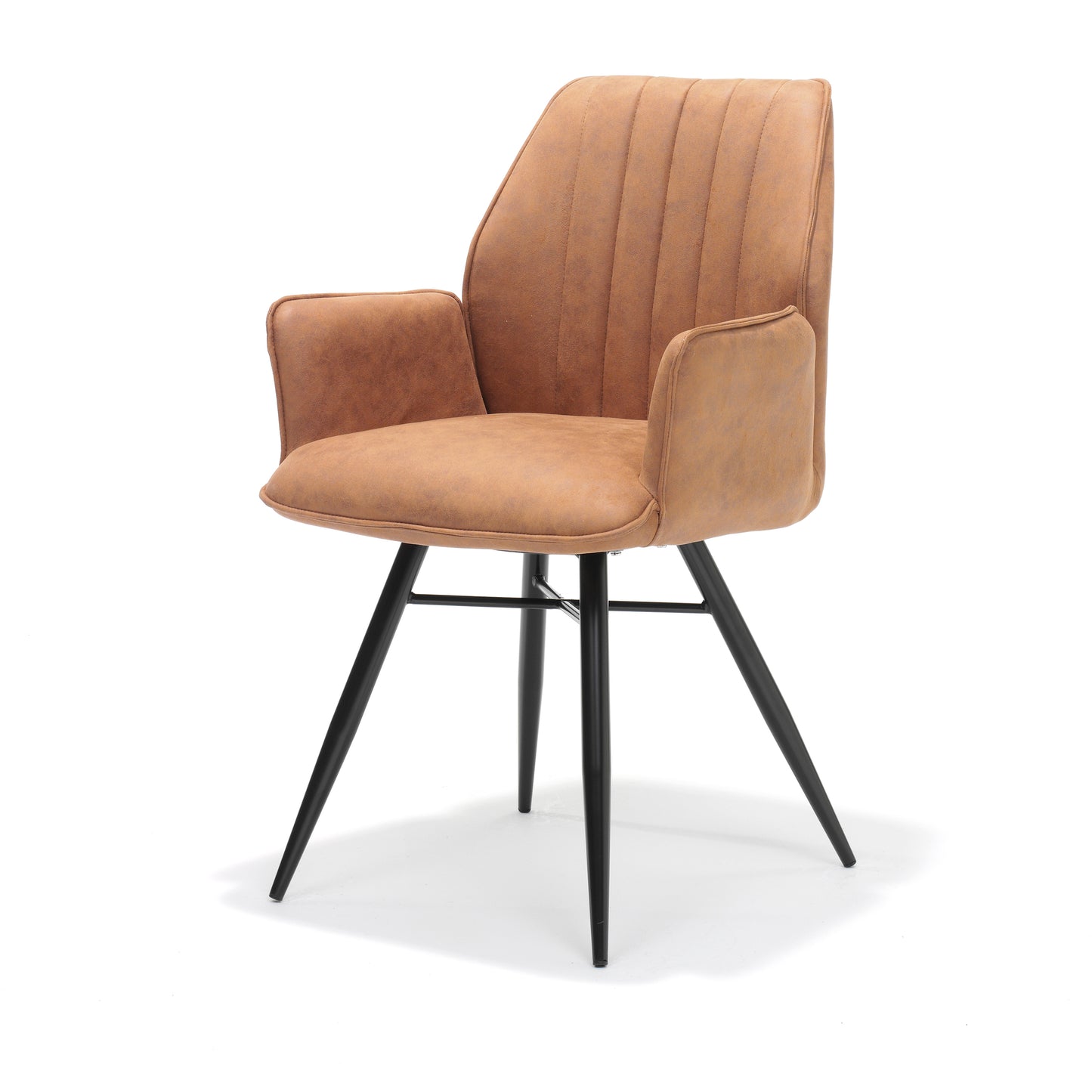 Armstoel Clark zwart Stof Soft Cognac
