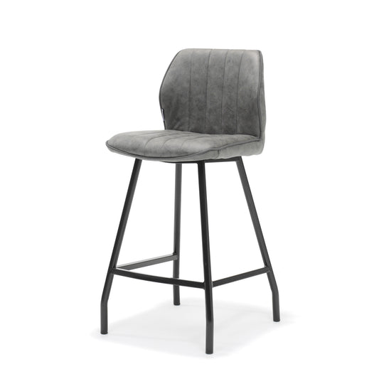 Barkruk Gino zwart stof Soft Steel
