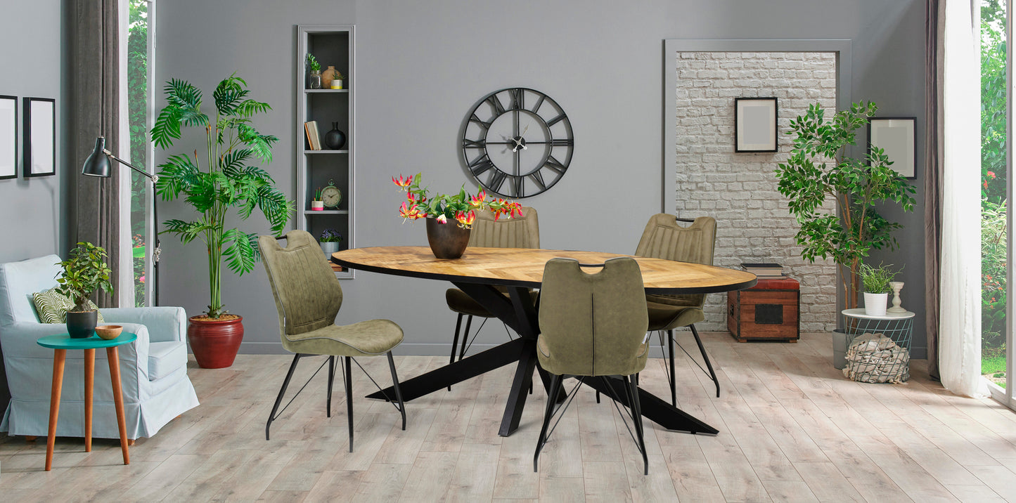 "Chair Penta black fabric Soft Green"